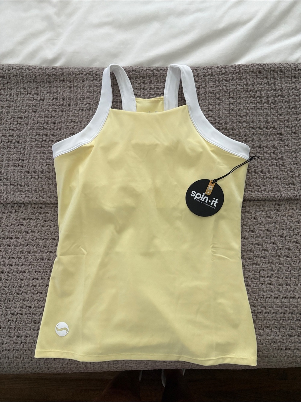 Women's Yellow Racerback Tank Top with White Trim
